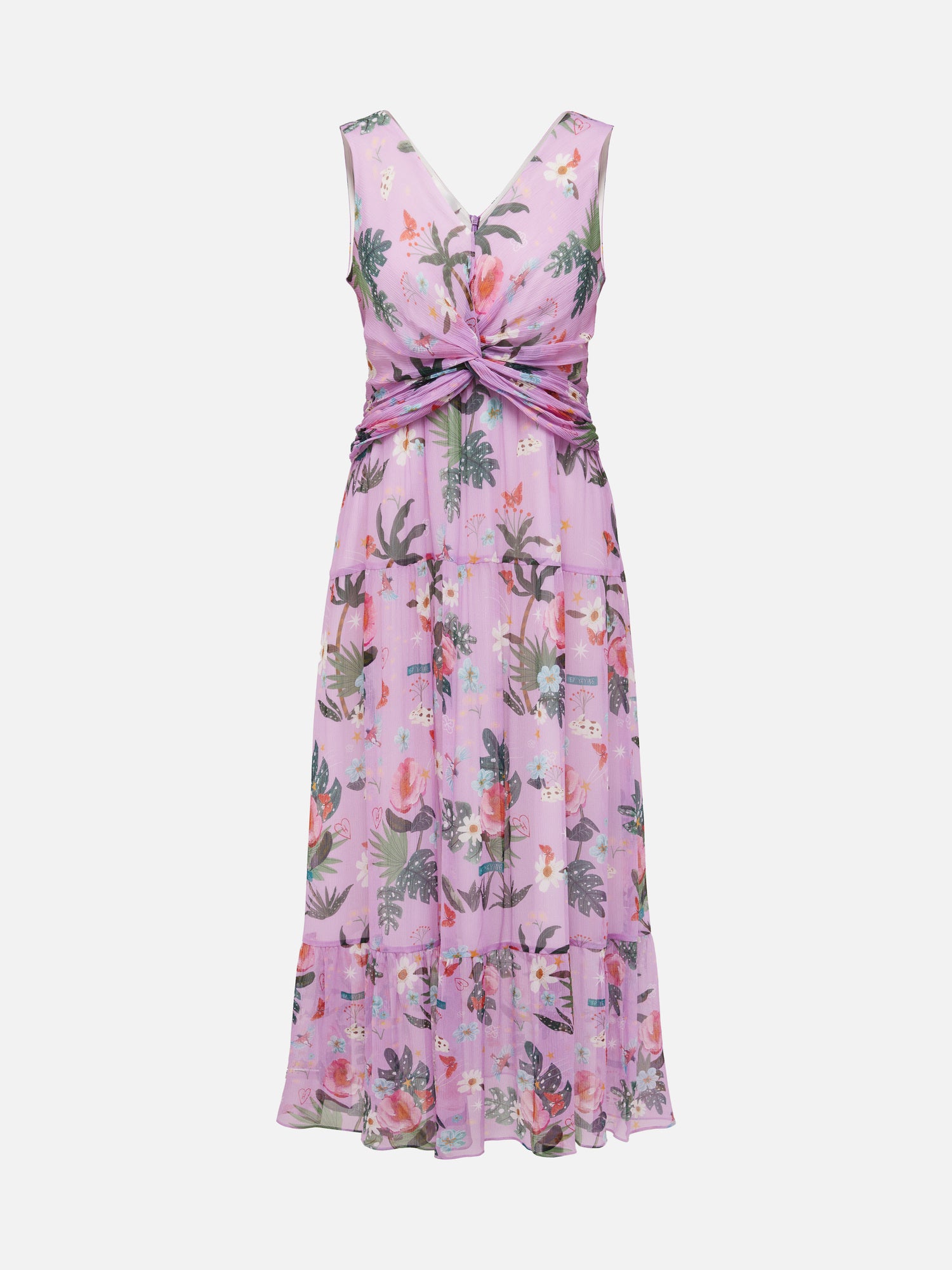 EP YAYING Silk Floral Midi Dress