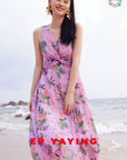 EP YAYING Silk Floral Midi Dress