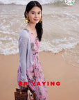 EP YAYING Silk Floral Midi Dress