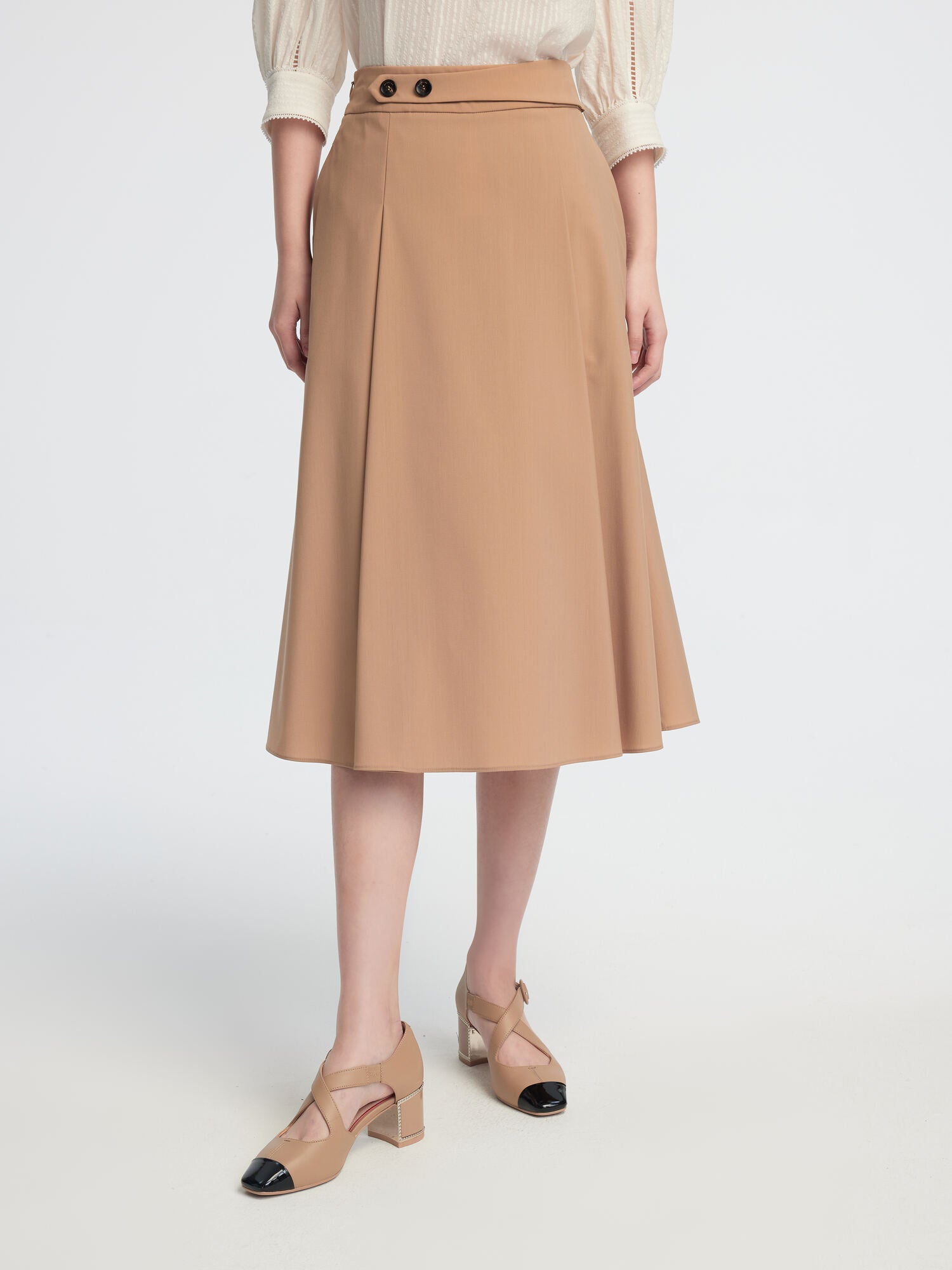 EP YAYING Vintage Collegiate Style Midi Skirt