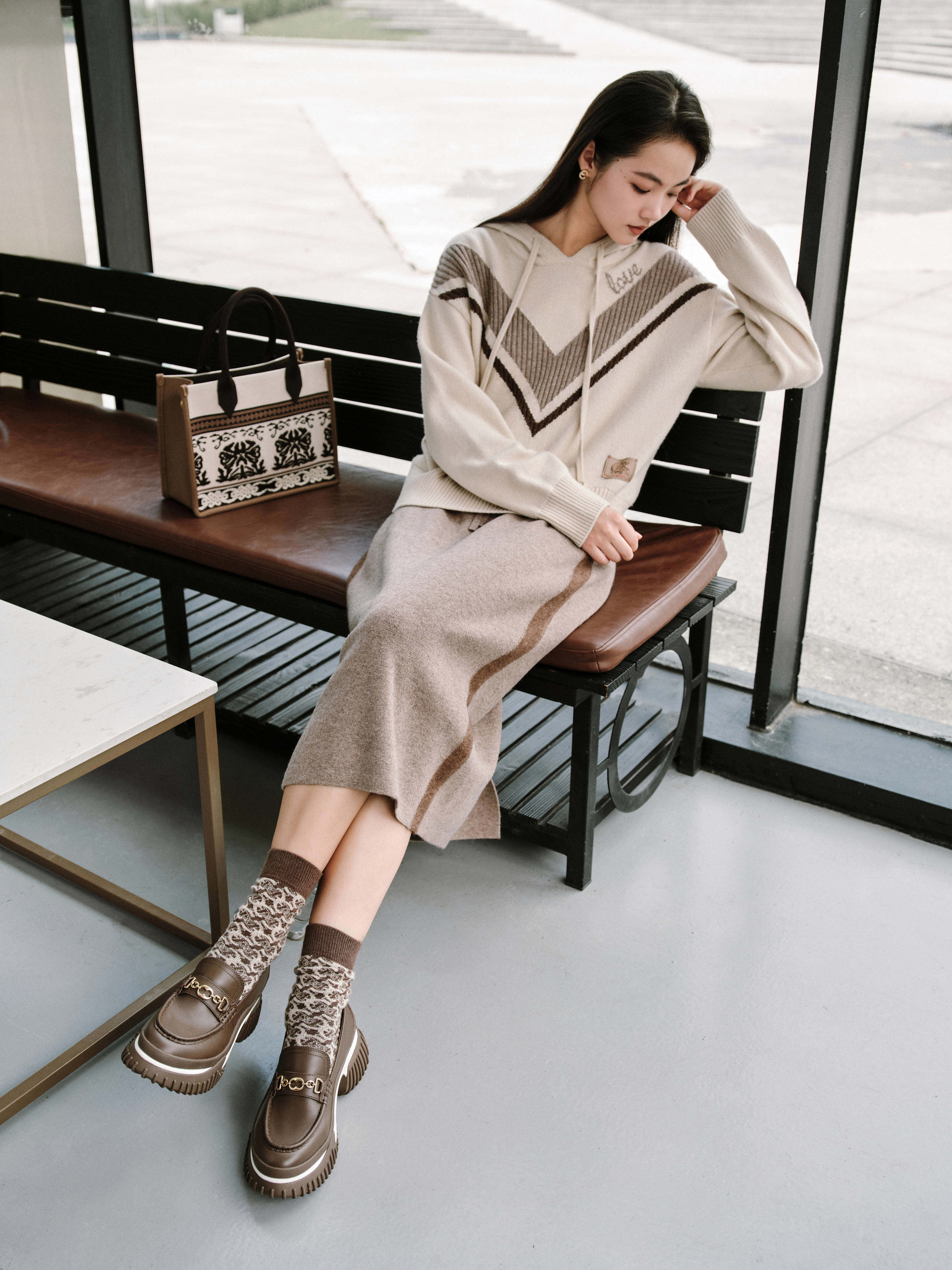 EP YAYING Yak Wool Knit Sweatshirt