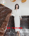 EP YAYING Elegant Office Frog Button Textured Wave Diagonal Closure Jacket