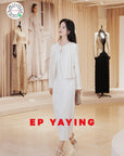EP YAYING Elegant Office Frog Button Textured Wave Diagonal Closure Jacket