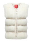 YAYING Ivory Fur Embellished Zip Vest