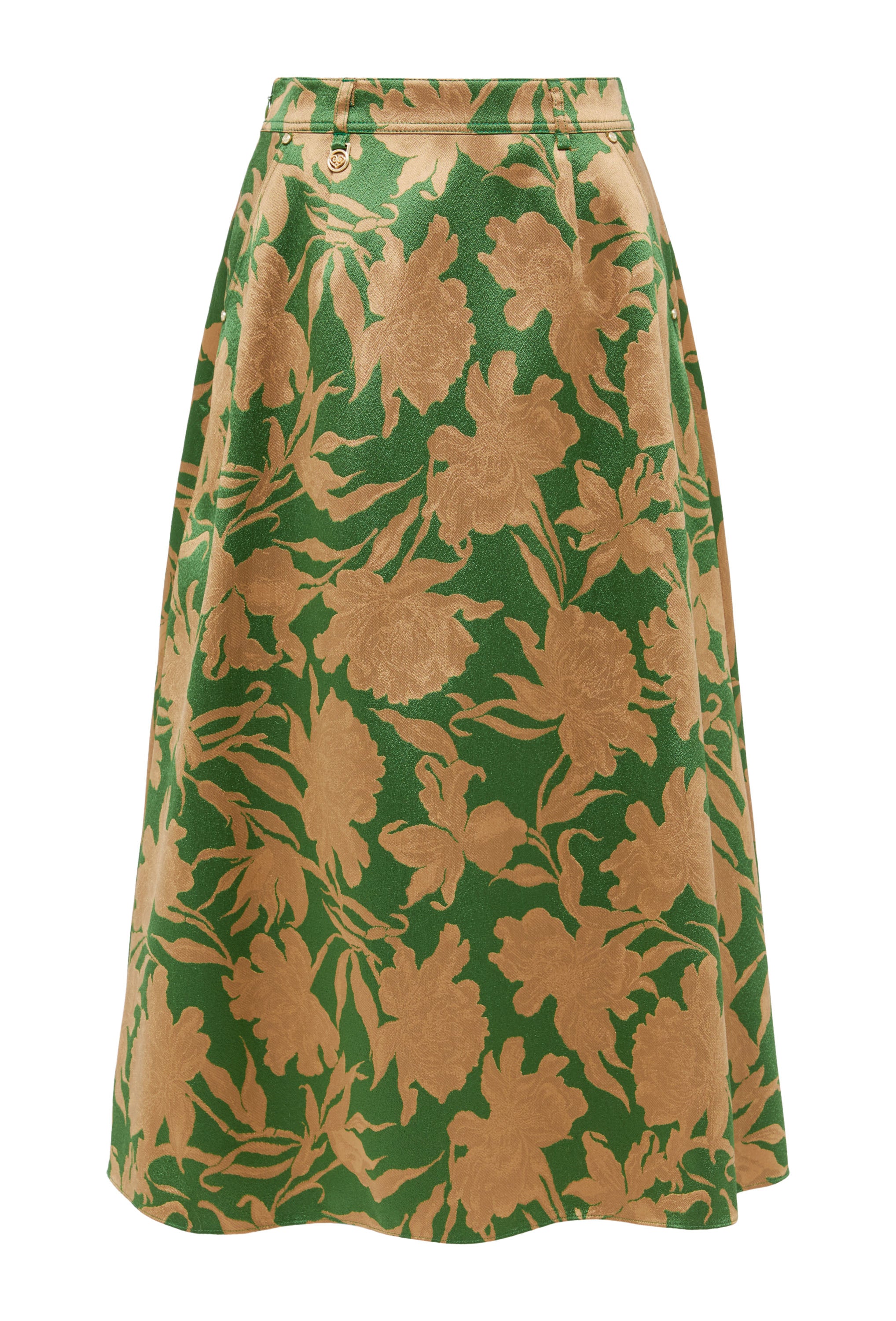 YAYING Green Floral Midi Skirt