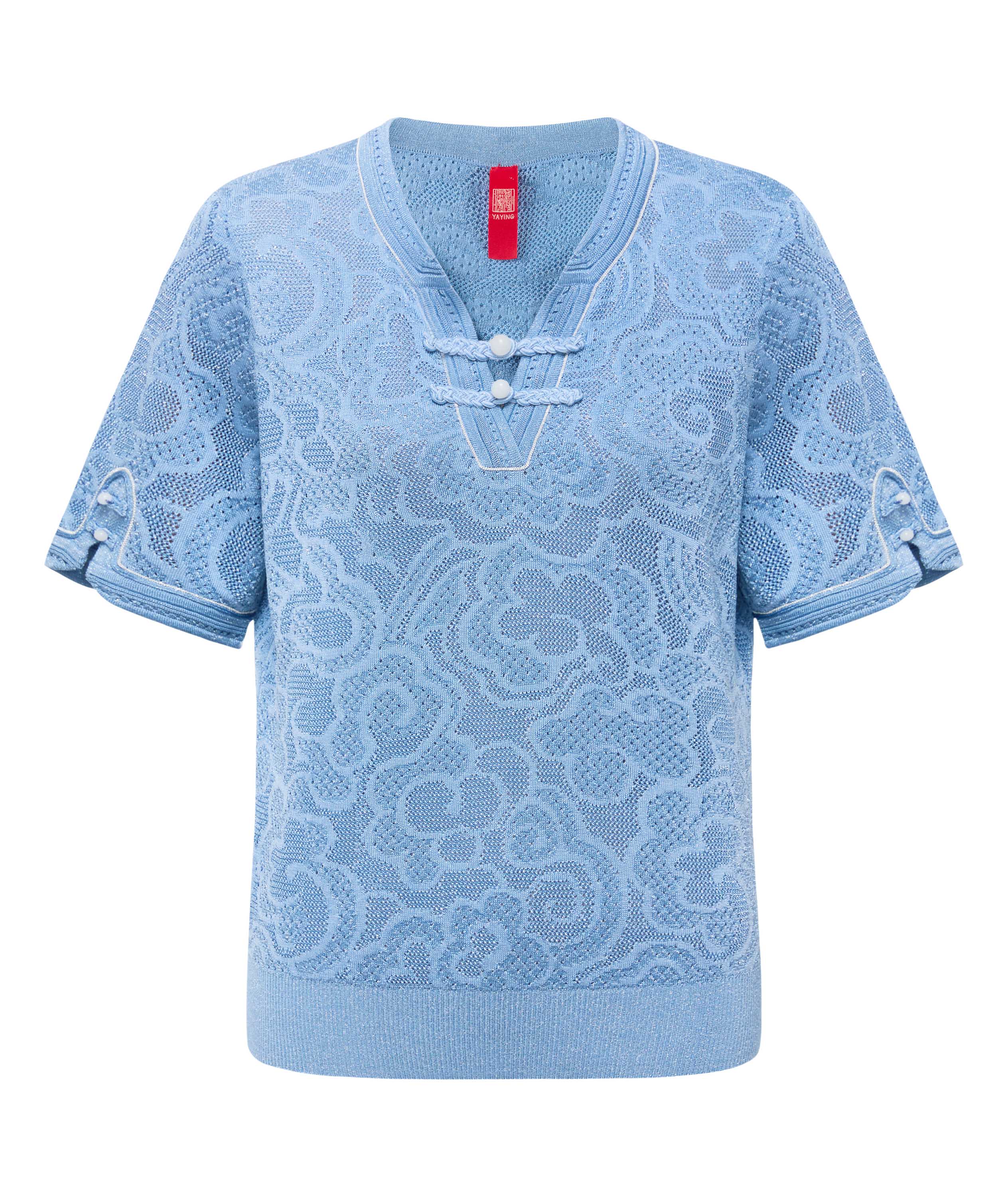 YAYING Blue Lace Knit Top