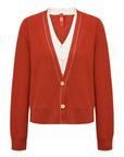 YAYING Red Contrast Knit Cardigan