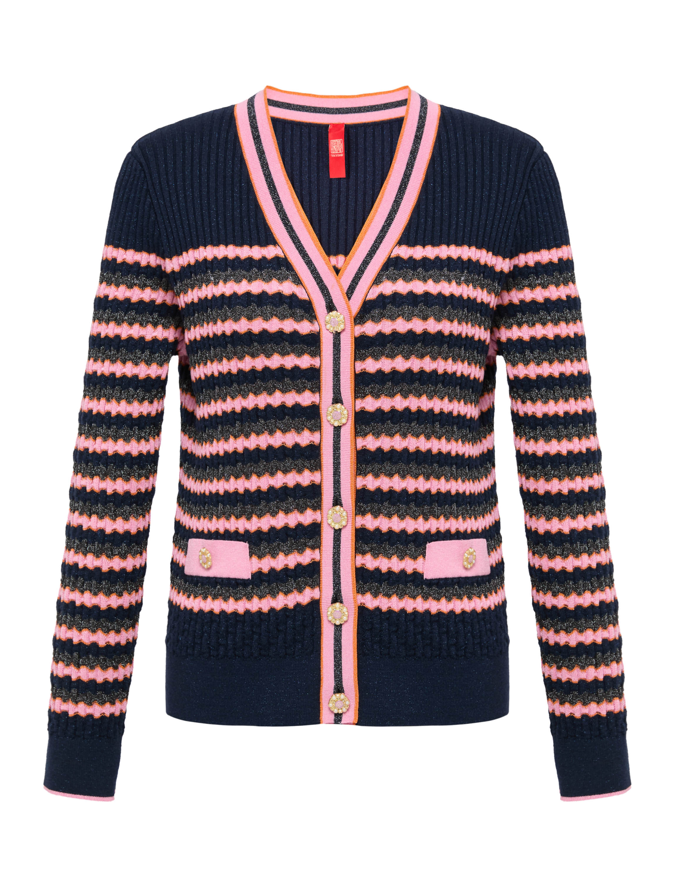 YAYING Striped Knit Cardigan