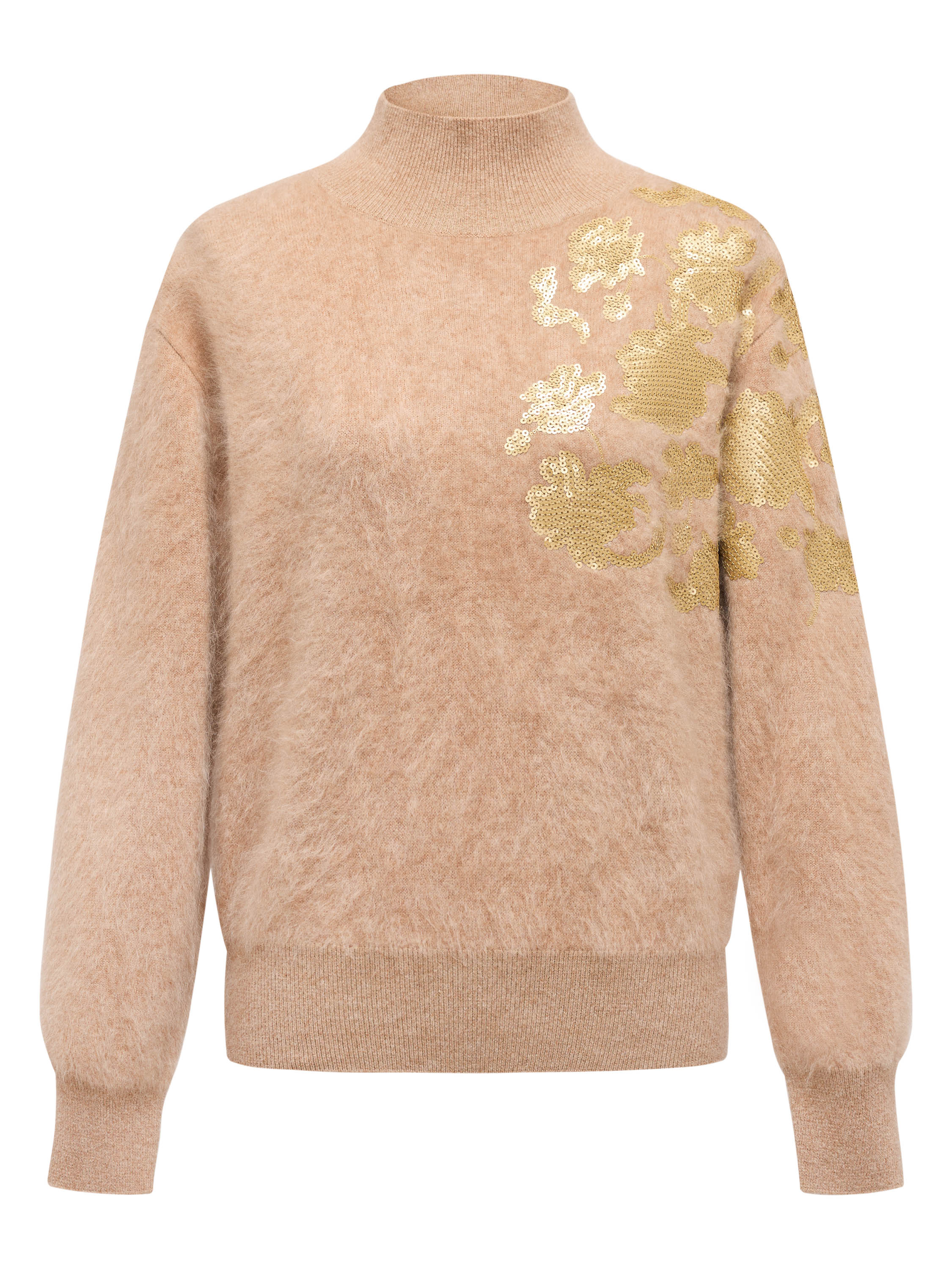 YAYING Beige Floral Knit Sweater