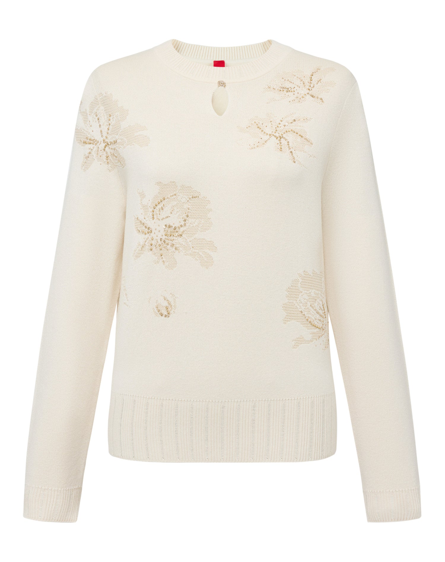 YAYING Floral Appliqu¨¦ Beaded Knit Sweater EPKPW9514AM – EP