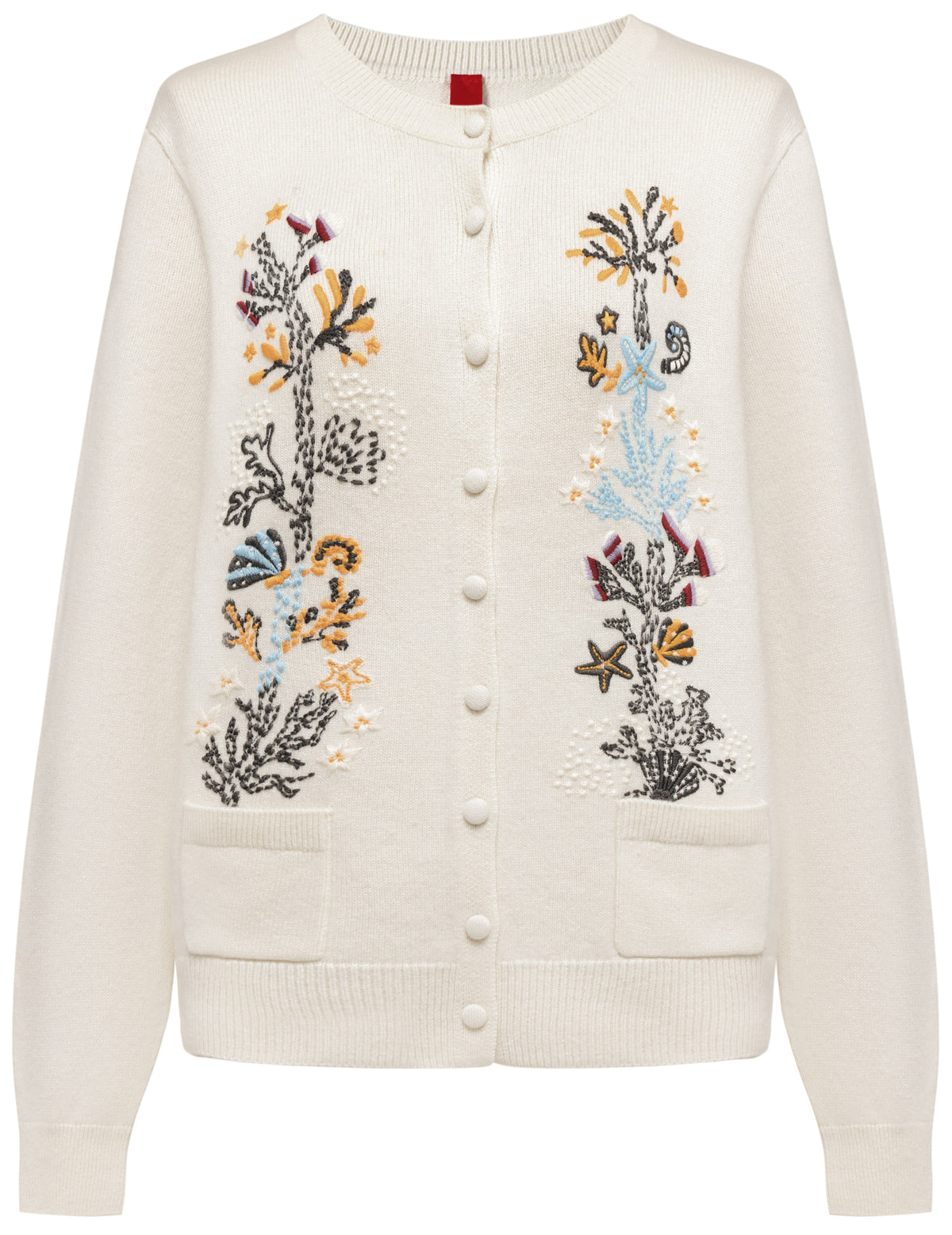 YAYING Embroidered Wool-Cashmere Round-Neck Knit Cardigan