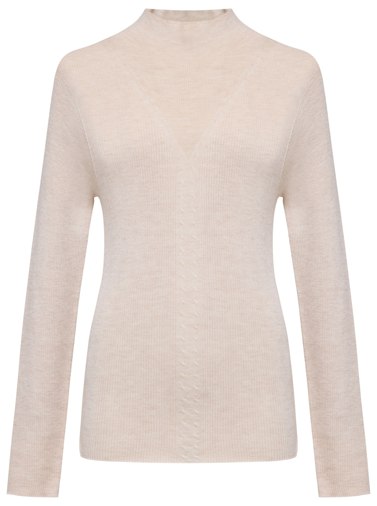YAYING Mock-Neck Cable-Knit Cashmere-Silk Top