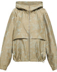 YAYING Silk Jacquard Hooded Drop-Shoulder Short Jacket
