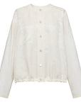 YAYING Silk Jacquard Crew-Neck Relaxed Long Sleeve Shirt