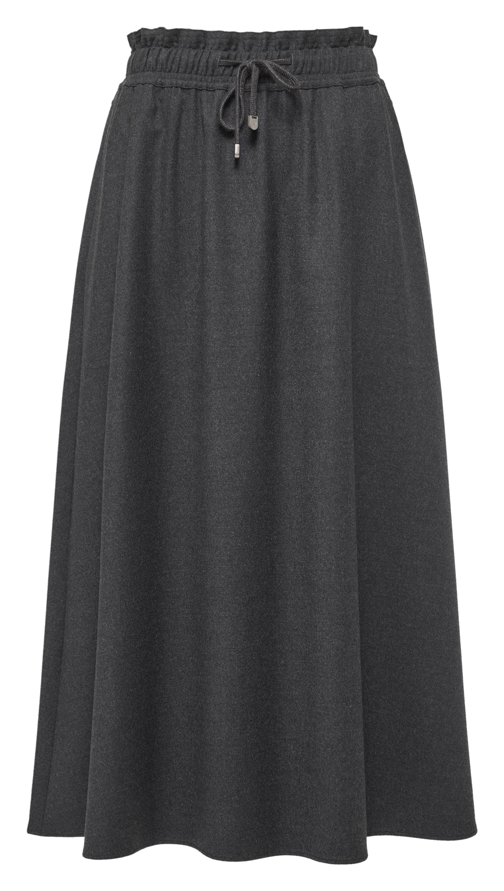 YAYING Wool Cashmere Drawstring A-Line Skirt