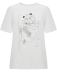 YAYING Chinese Style Panda Print Short Sleeve Silk Round Neck T-Shirt