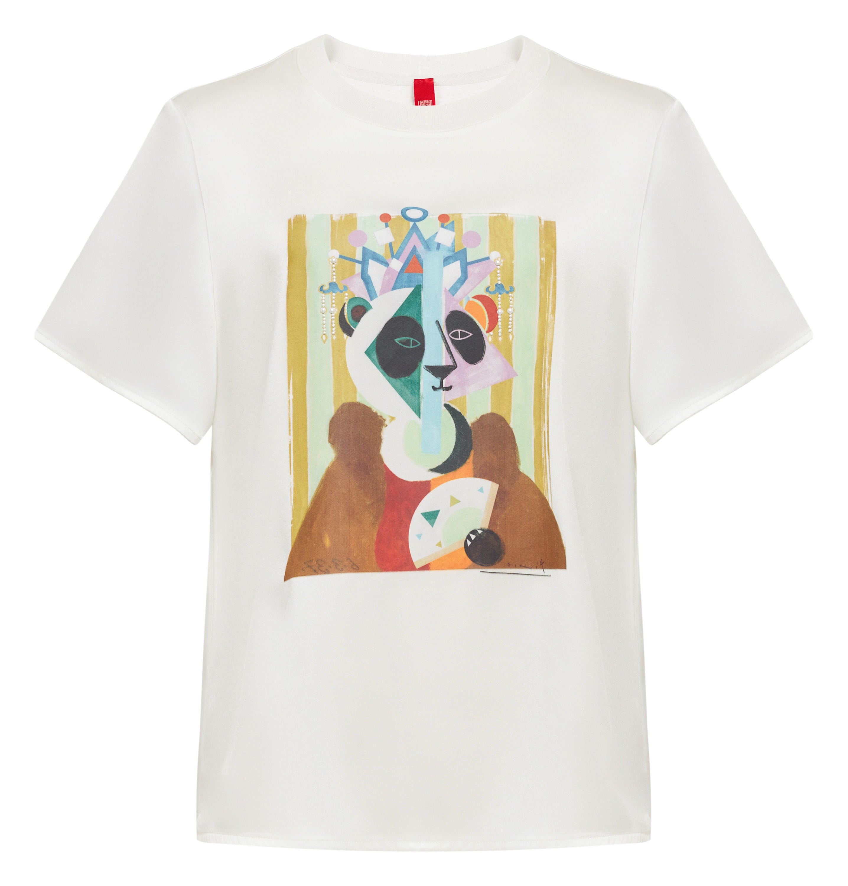 YAYING Vintage Acetate Short Sleeve Chinese Style Print T-Shirt