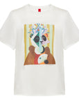 YAYING Vintage Acetate Short Sleeve Chinese Style Print T-Shirt