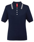 YAYING 100% Merino Wool Lapel Short Sleeve Knit Top
