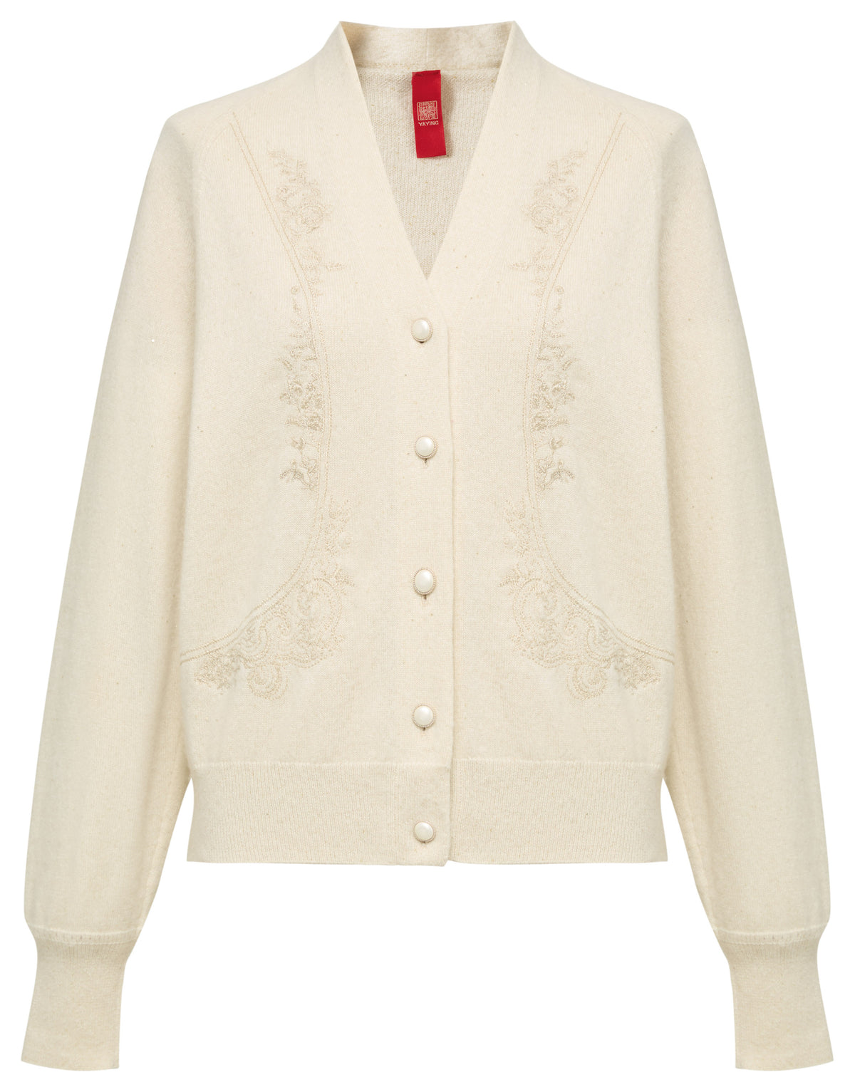 YAYING Peony Embroidered Cashmere Sweater Coat