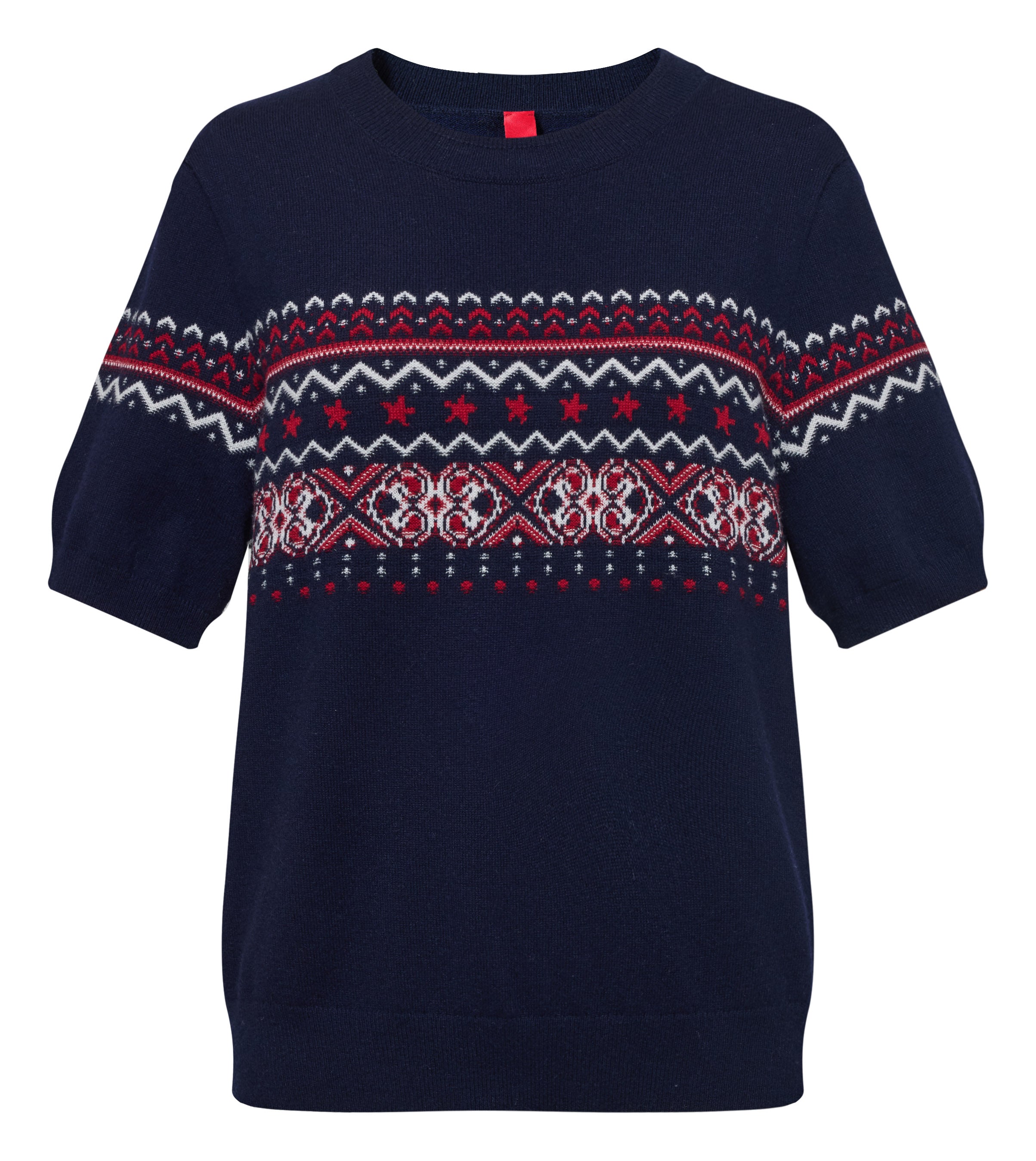 YAYING Ruyi Mountain Sea Jacquard Short-Sleeve Knit Top