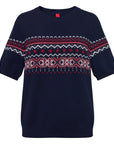 YAYING Ruyi Mountain Sea Jacquard Short-Sleeve Knit Top