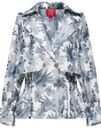 YAYING Silk Blend Coral Print Waist-Cinched Trench Coat