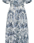 YAYING Soft Silk Coral Print Waist-Cinched Elegant Dress