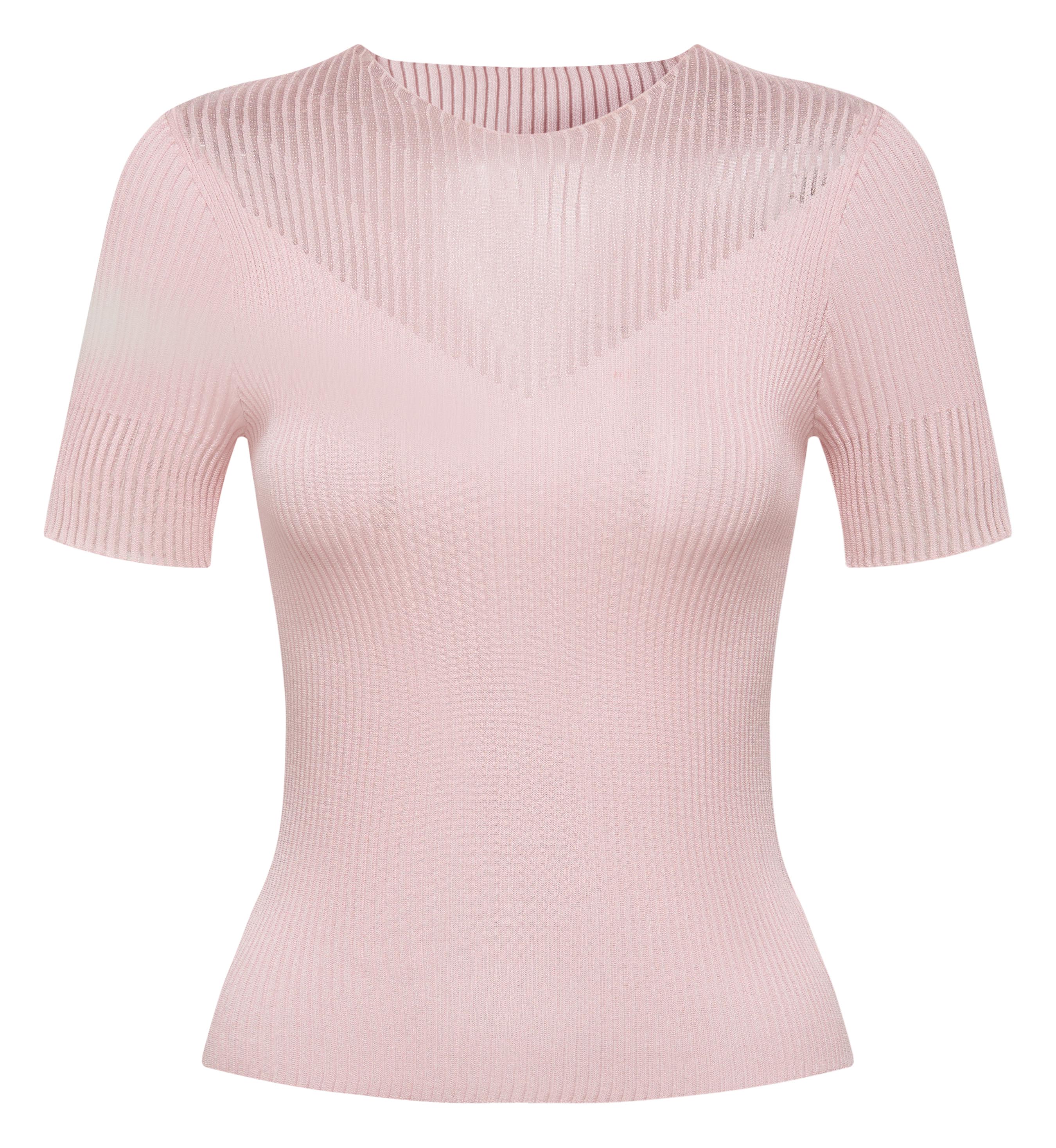 YAYING vertical striped crew neck short-sleeved knit sweater