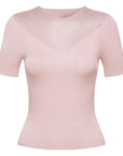 YAYING vertical striped crew neck short-sleeved knit sweater