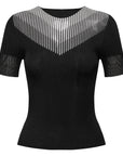 YAYING Triacetate striped crew neck short-sleeved shirt