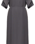 YAYING Cotton Wool Elegant V-Neck Waist-Cinching Dress