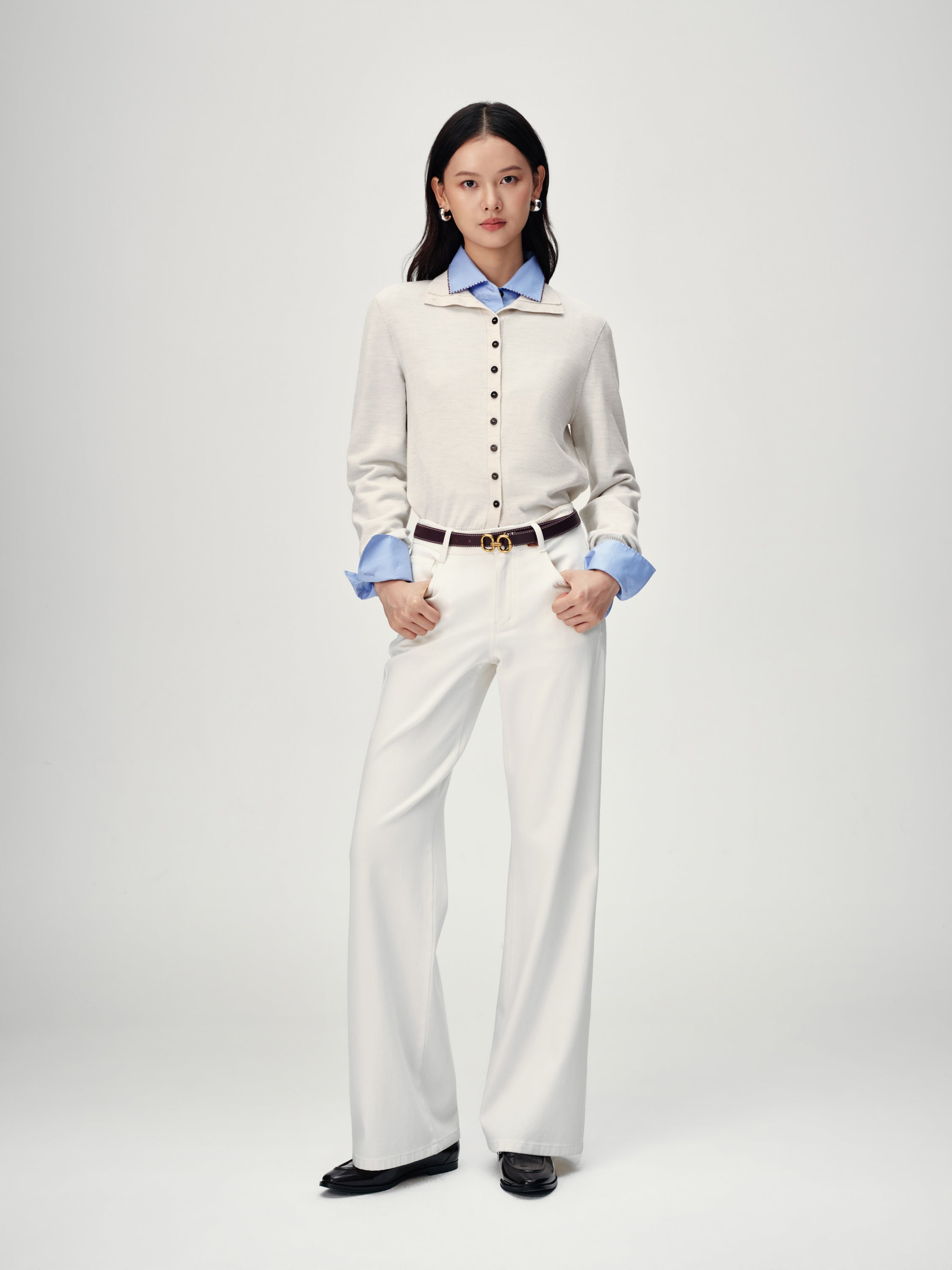EP YAYING Versatile Stand Collar Knit Top