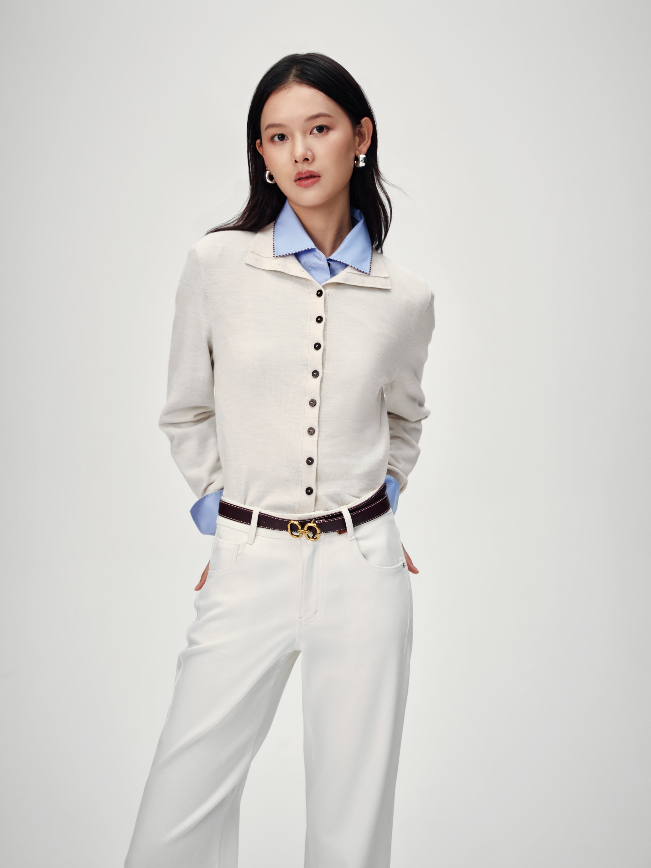 EP YAYING Versatile Stand Collar Knit Top