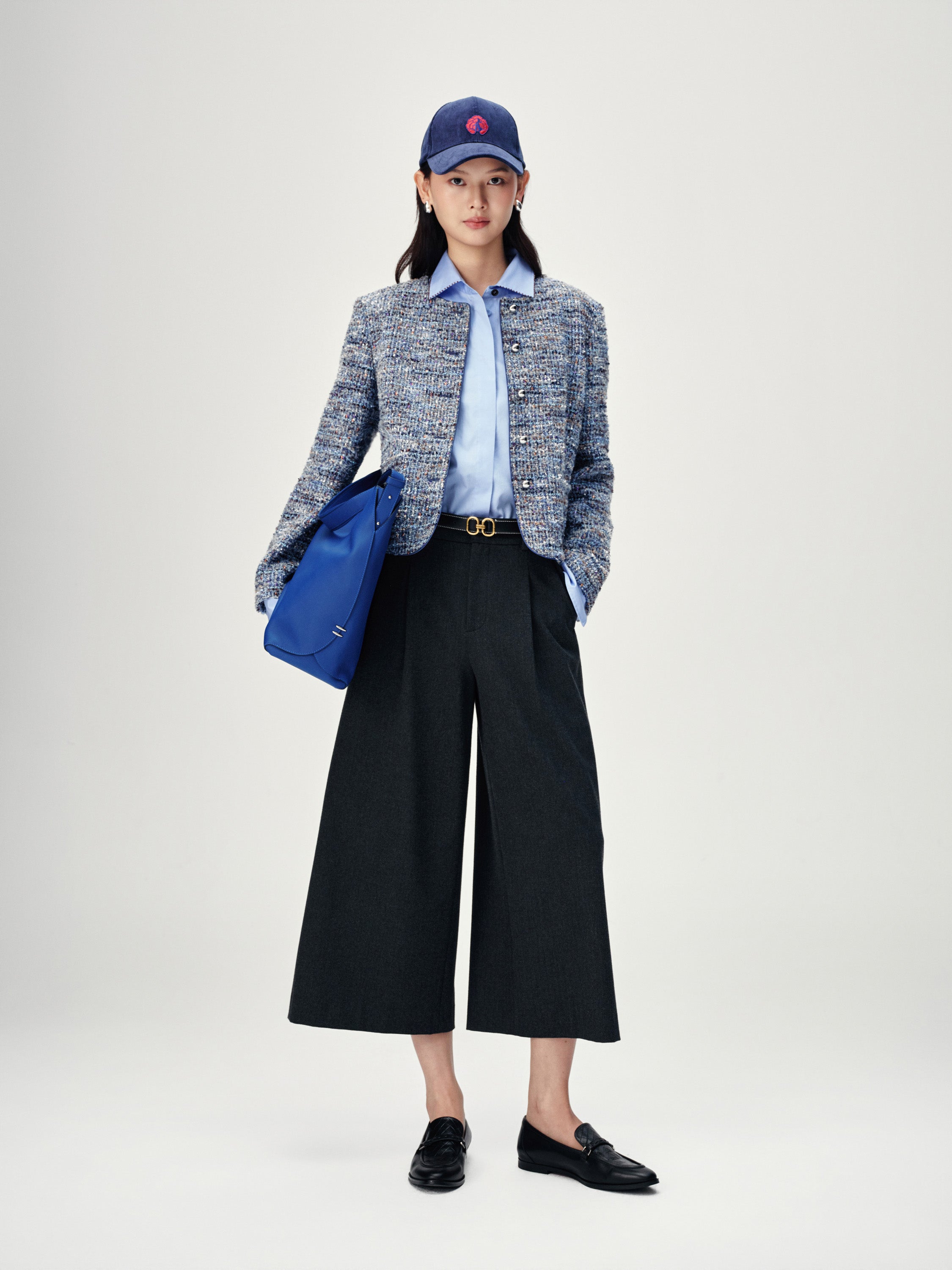 EP YAYING Blue-Grey Tweed Jacket