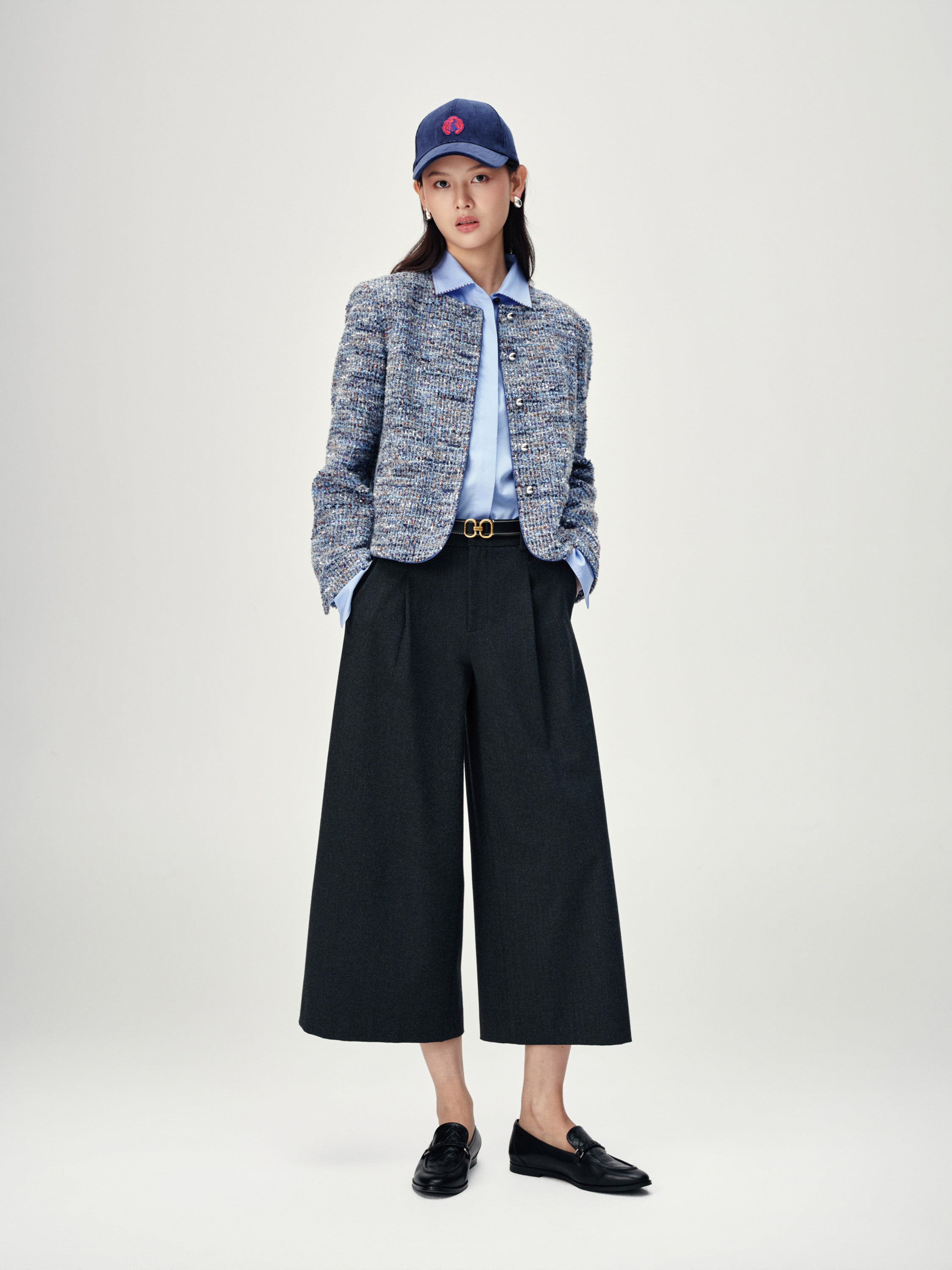 EP YAYING Blue-Grey Tweed Jacket