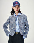 EP YAYING Blue-Grey Tweed Jacket