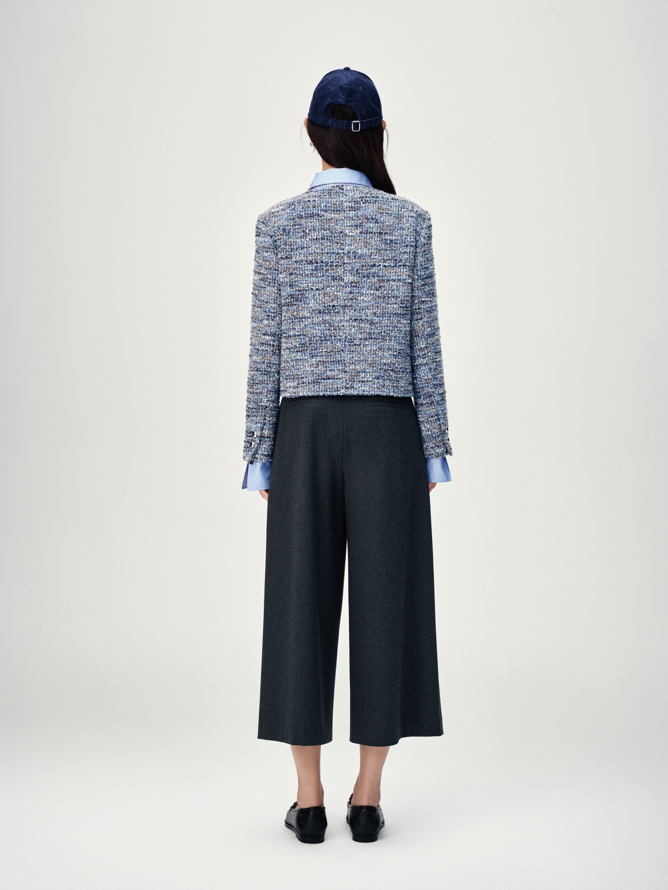 EP YAYING Blue-Grey Tweed Jacket