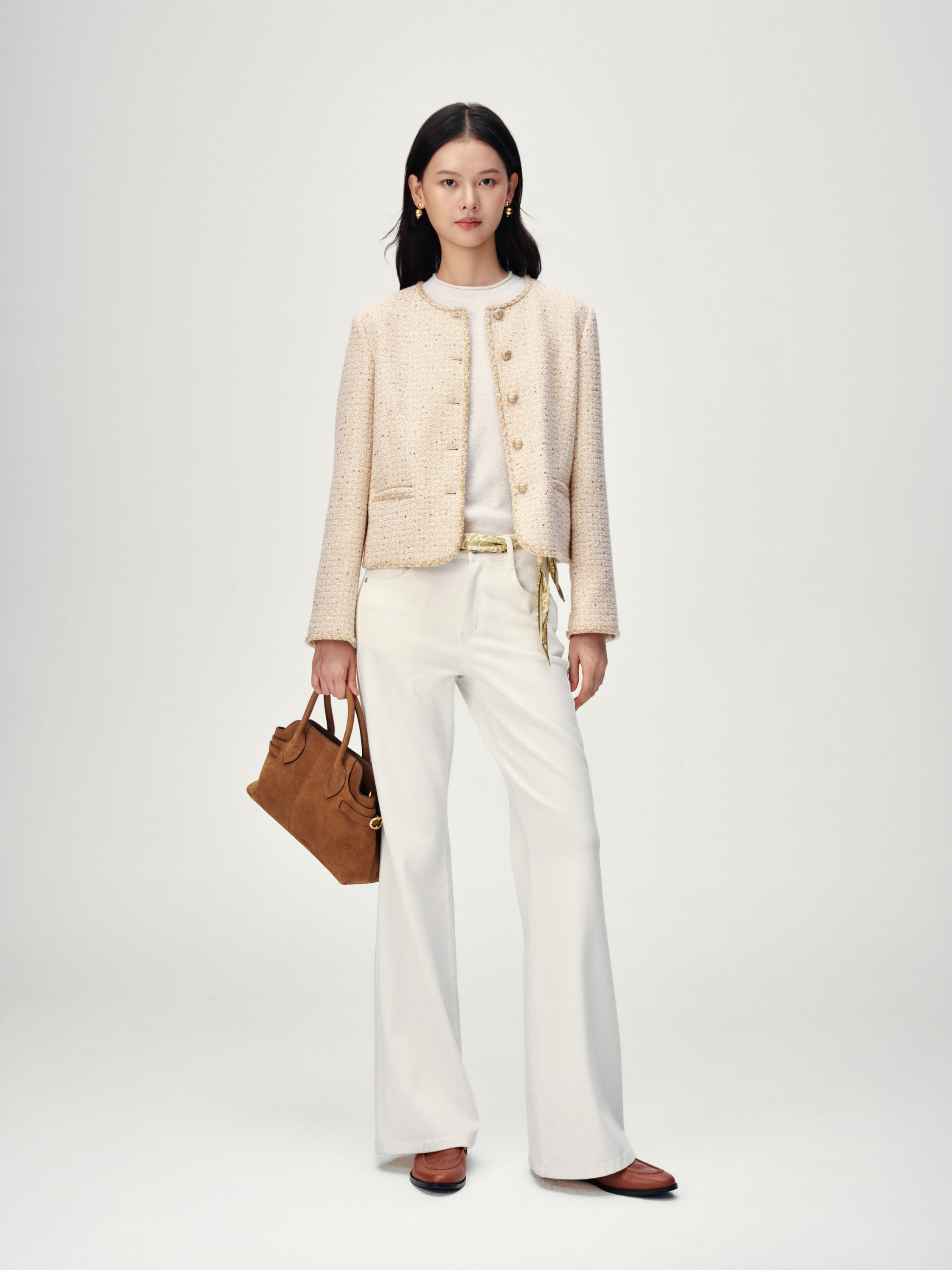 EP YAYING Gold Sequin French Chanel-Style Jacket