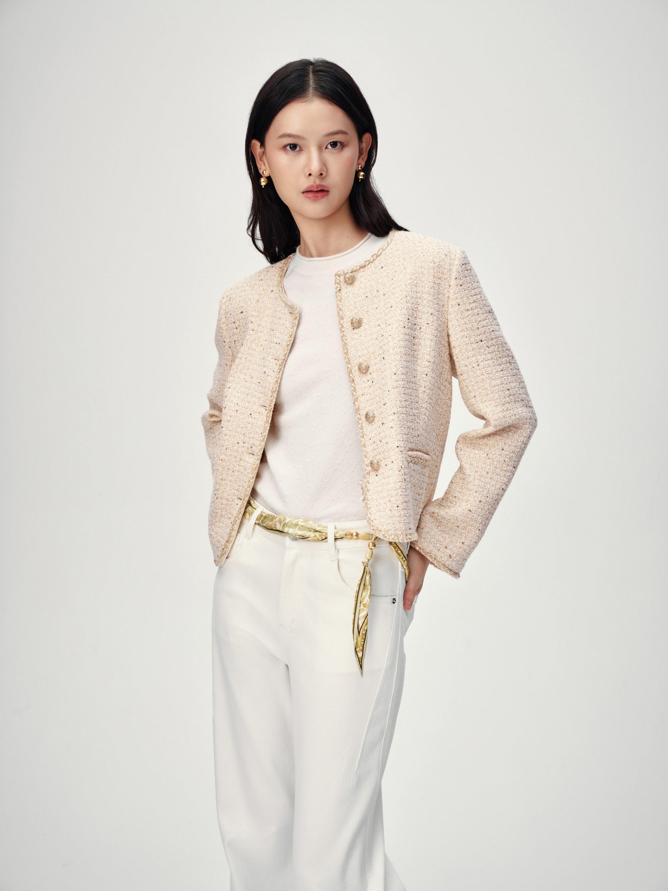 EP YAYING Gold Sequin French Chanel-Style Jacket