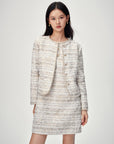 EP YAYING Light Gold Handcrafted Tweed Short Jacket