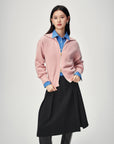 EP YAYING Full-Zip Lapel Ribbed Knit Cardigan