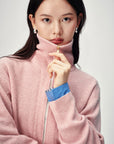 EP YAYING Full-Zip Lapel Ribbed Knit Cardigan