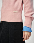 EP YAYING Full-Zip Lapel Ribbed Knit Cardigan