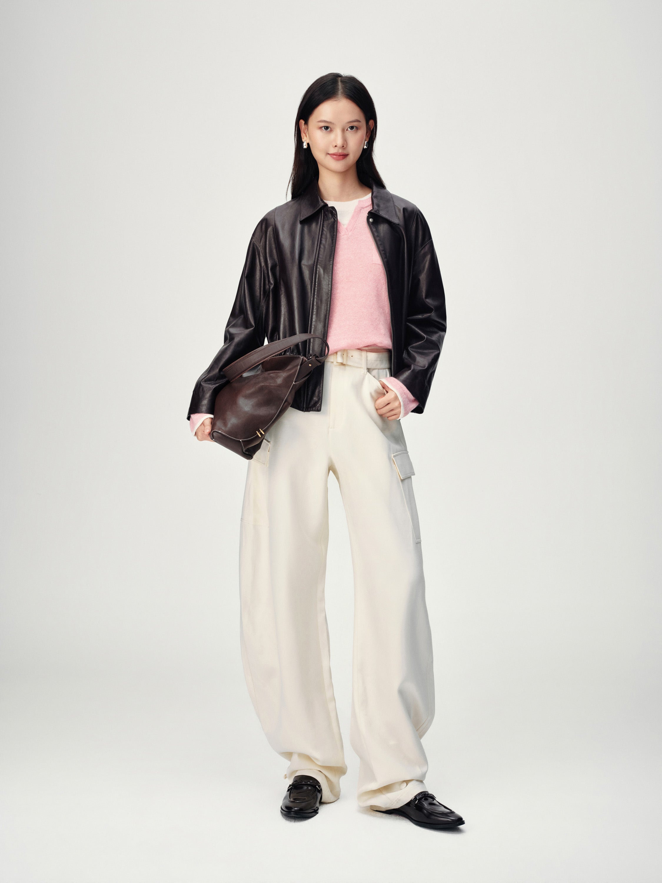 EP YAYING Vintage Sleek Leather Jacket