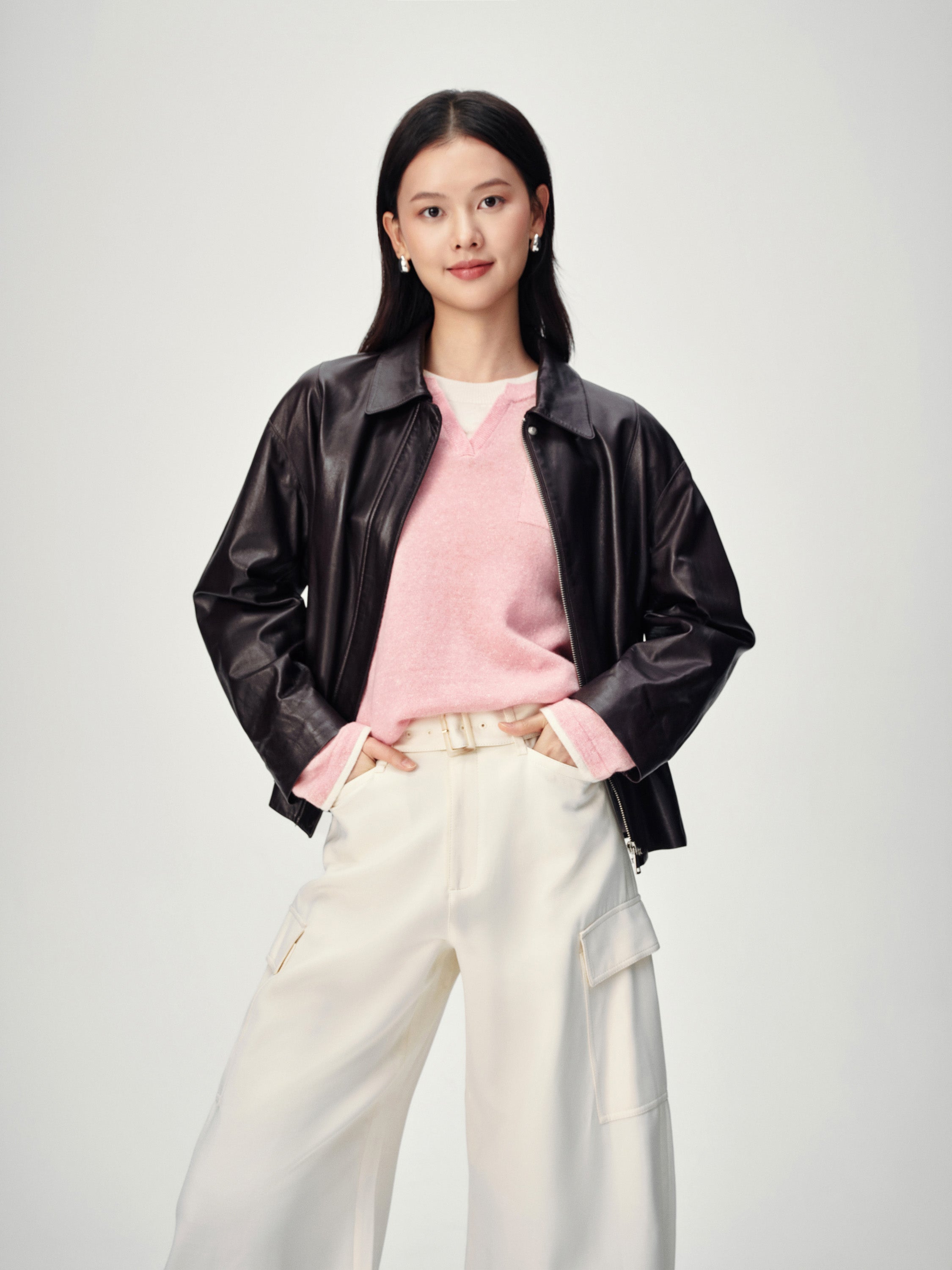 EP YAYING Vintage Sleek Leather Jacket