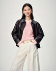 EP YAYING Vintage Sleek Leather Jacket