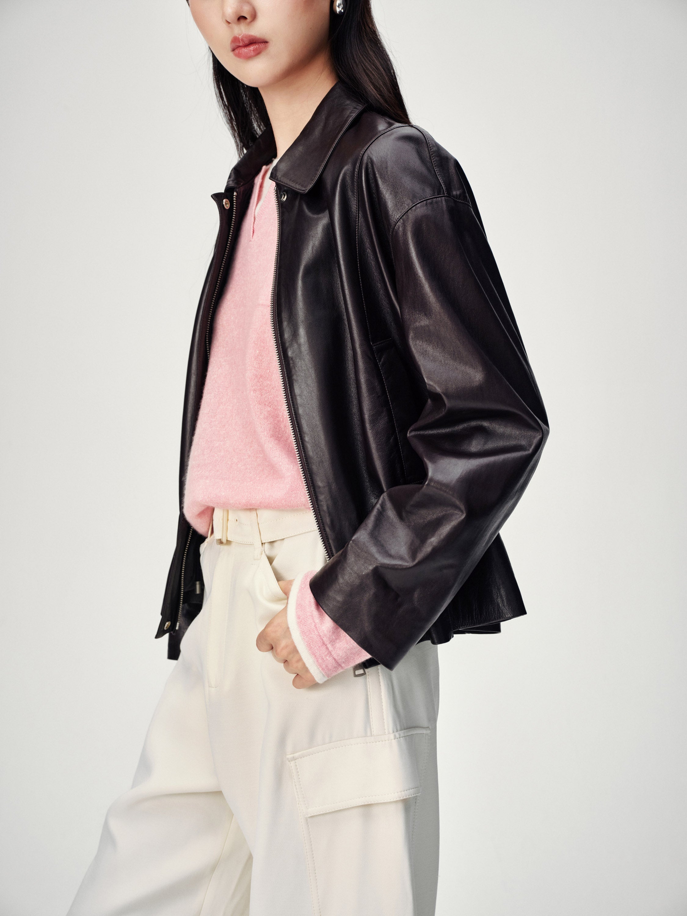 EP YAYING Vintage Sleek Leather Jacket