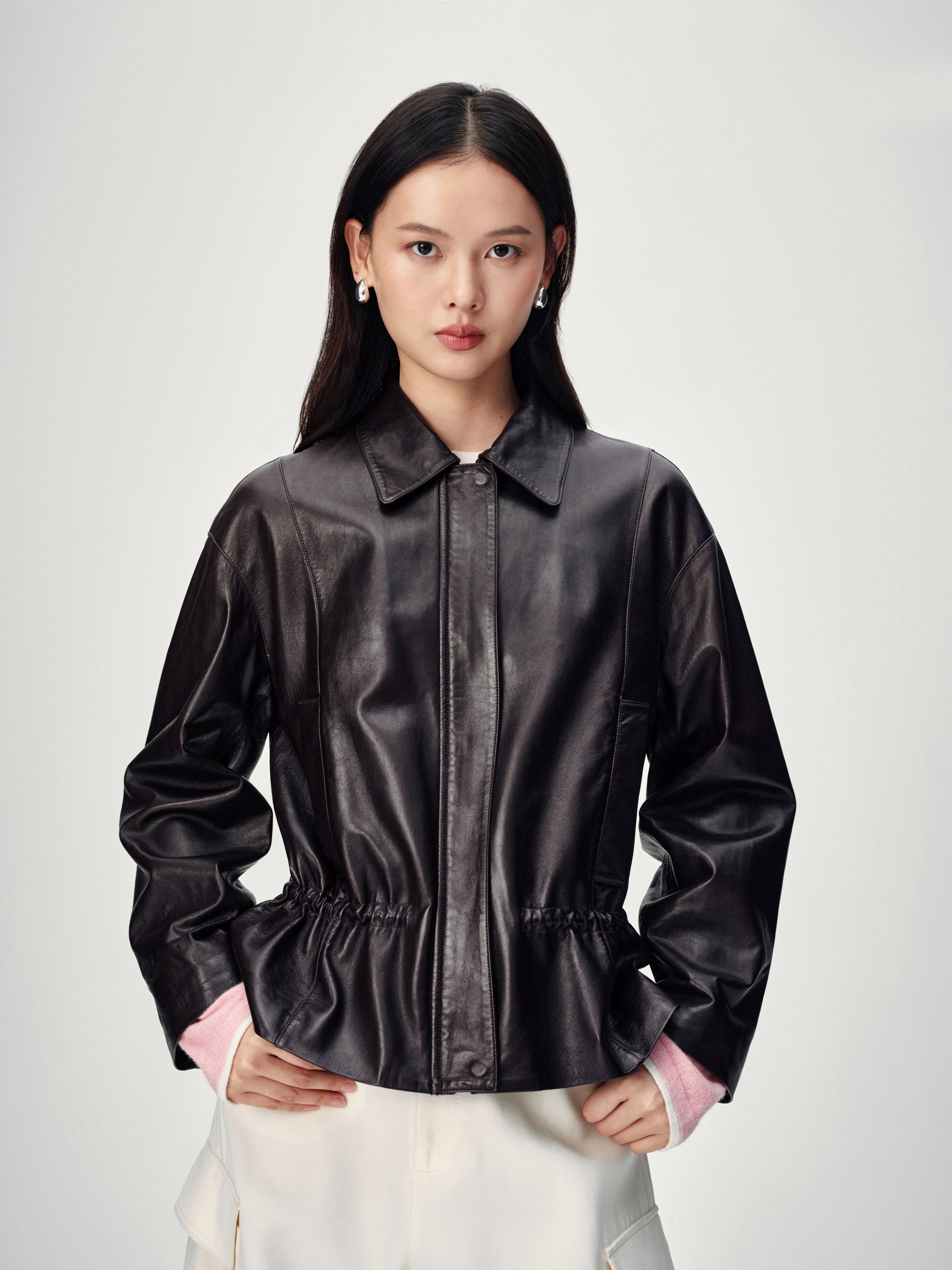 EP YAYING Vintage Sleek Leather Jacket