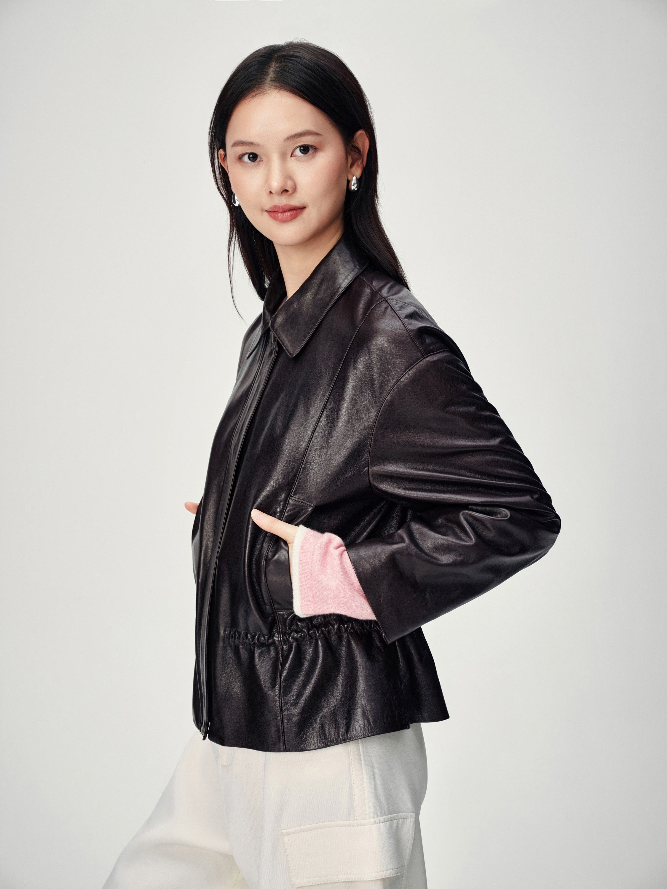 EP YAYING Vintage Sleek Leather Jacket